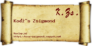 Koós Zsigmond névjegykártya