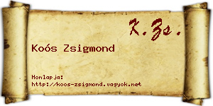 Koós Zsigmond névjegykártya